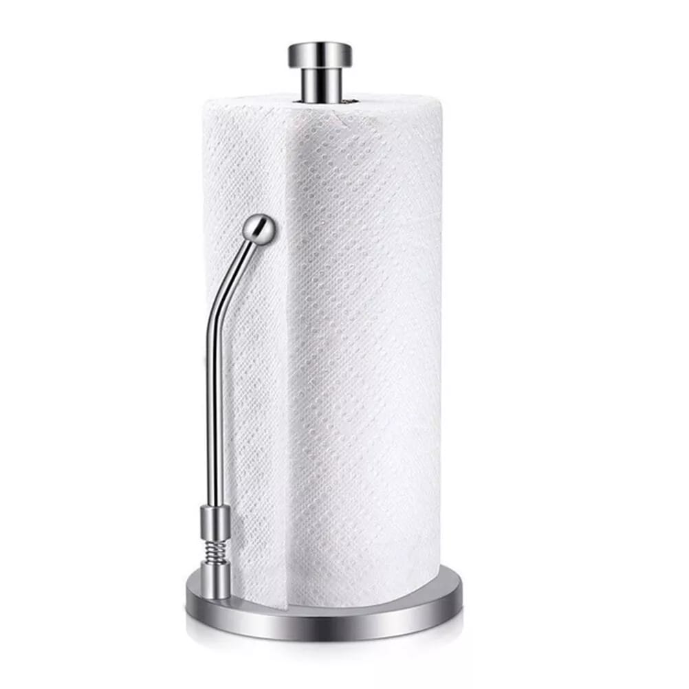 Paper Towel Holder For One Hand Tear With Standing Weighted Base Non Slip