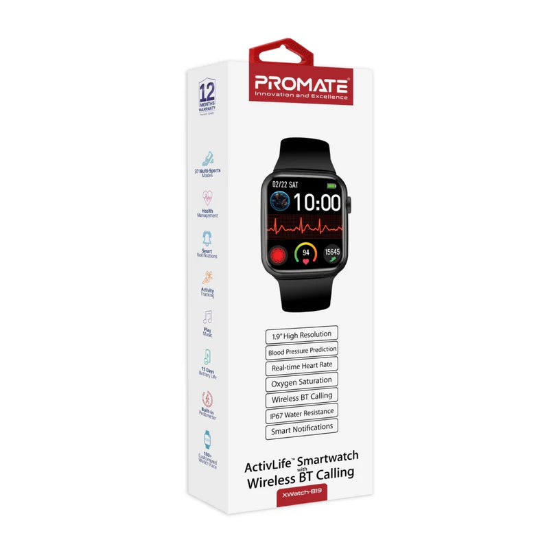 Promate Activlife™ Smartwatch With Hands-Free Function, Black