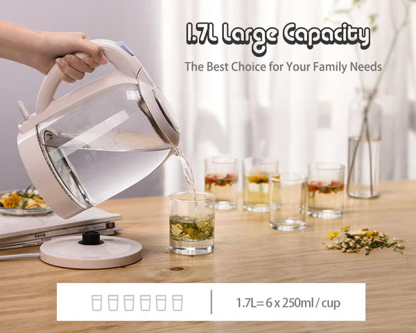 Bear Electric Kettle Glass Kettle, 1.7L
