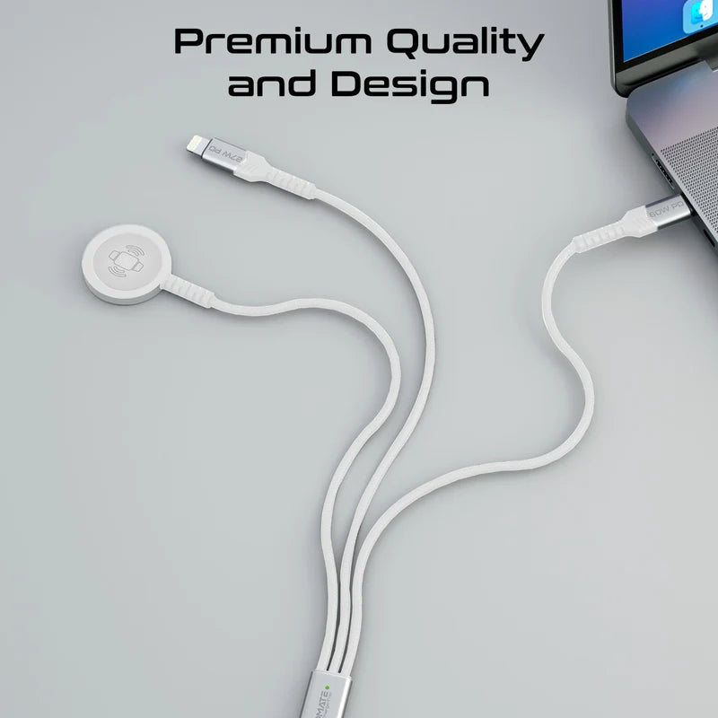 Promate 150Cm, 60W 5-In-1 Multi-Connector Cable For Charging & Data Transfer With Apple Watch Charger
