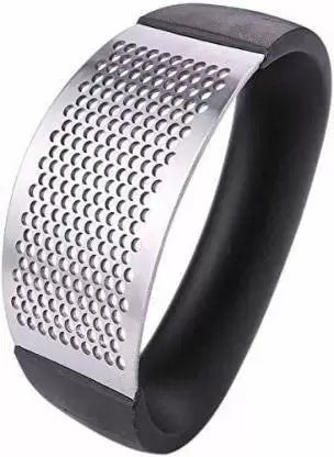 Garlic Press 304 Stainless Steel With Silicone Peeler & Scraper, Size: 10.7*5.2*7.5Cm - Black