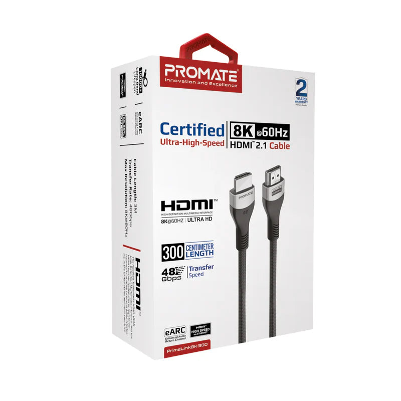 Promate Certified Ultra-High-Speed 8K@60Hz Hdmi® Cable 300Cm