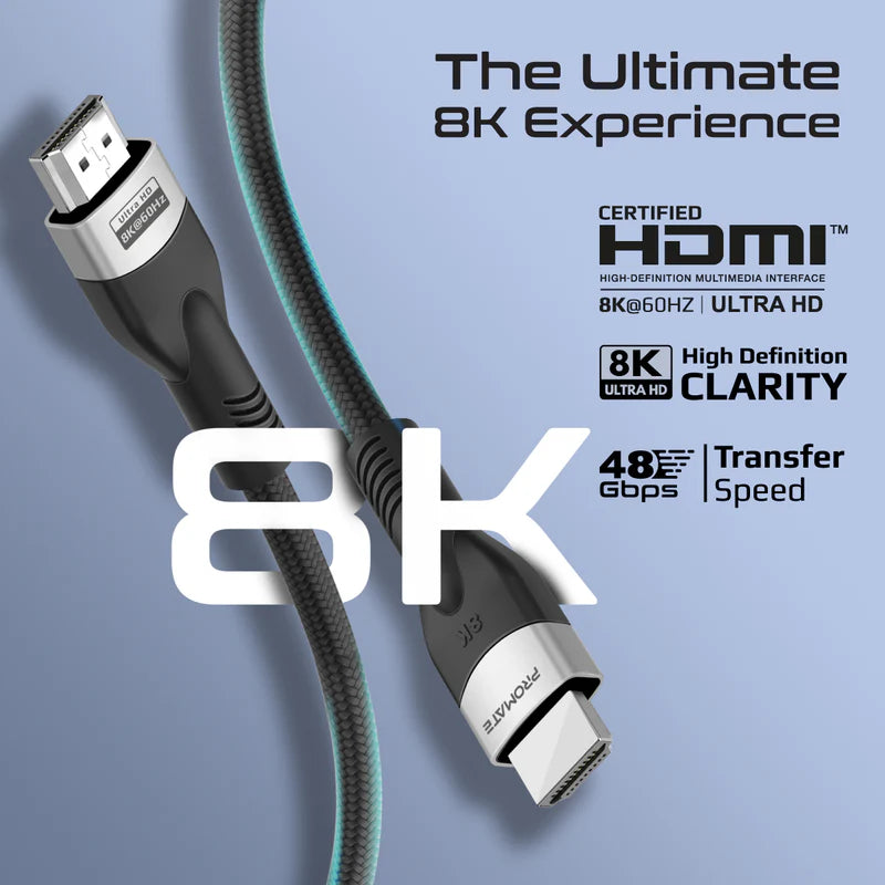 Promate Certified Ultra-High-Speed 8K@60Hz Hdmi® Cable 500Cm