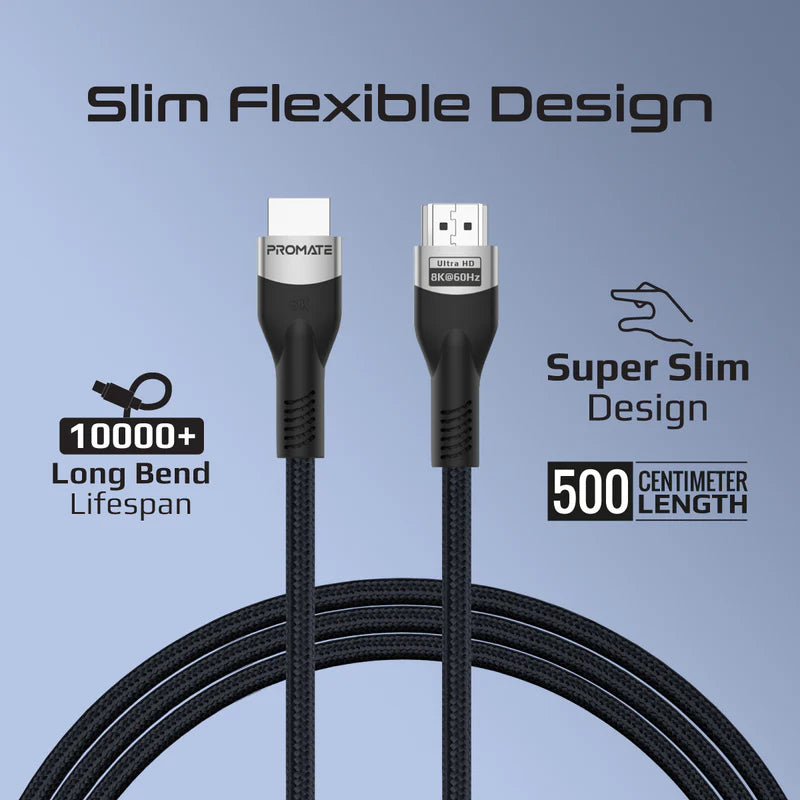 Promate Certified Ultra-High-Speed 8K@60Hz Hdmi® Cable 500Cm