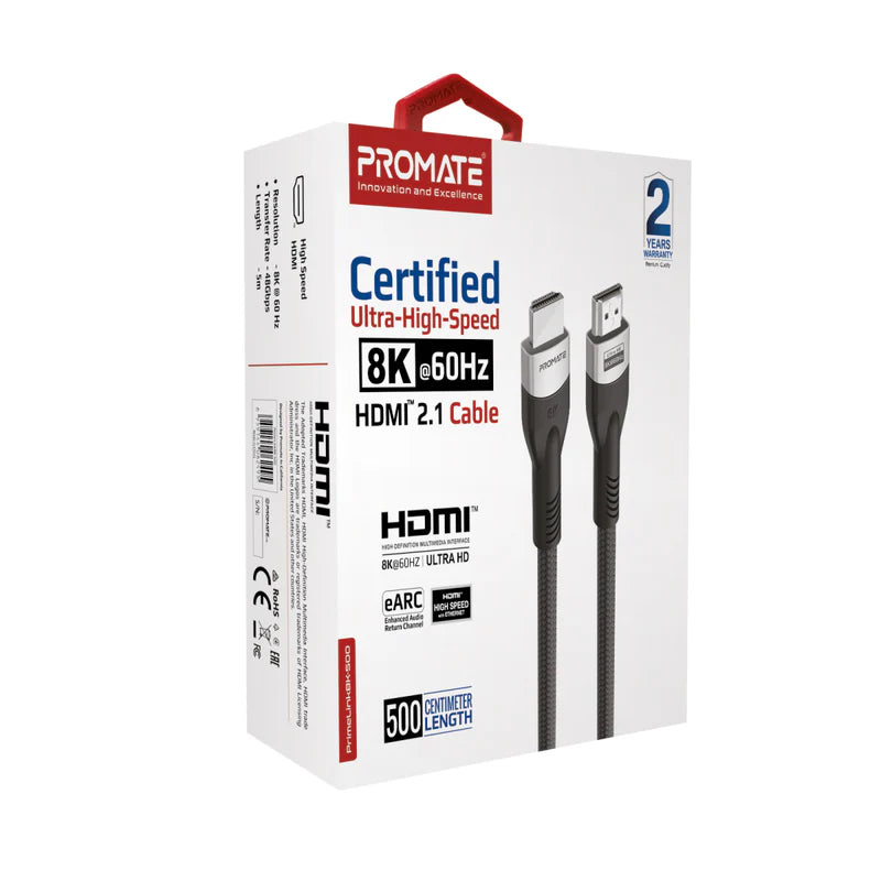 Promate Certified Ultra-High-Speed 8K@60Hz Hdmi® Cable 500Cm