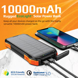 Promate 10000Mah Rugged Ecolight Solar Power Bank (20W, Wireless Charging, Usb-A & Usb-C)