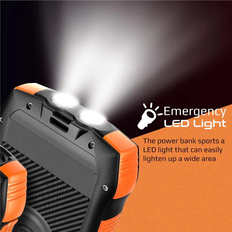 Promate 20000Mah Rugged Ecolight Solar Power Bank (20W, Wireless Charging, Usb-A & Usb-C)