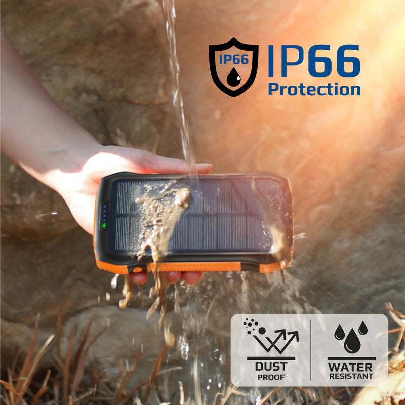 Promate 20000Mah Rugged Ecolight Solar Power Bank (20W, Wireless Charging, Usb-A & Usb-C)