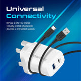 Promate 17W High-Speed Dual Port Charger, White