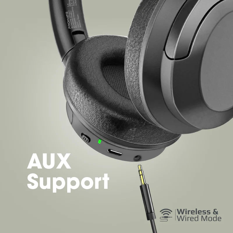 Promate Anc High-Fidelity Stereo Wireless Headphones, Black