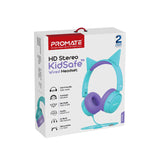 Promate Kidsafe Kawaii Style Wireless Kids Headset, Aqua Jewel