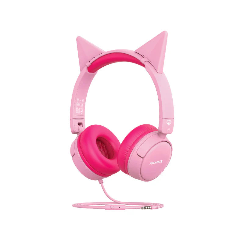 Promate Hd Stereo Kidsafe Wired Headset, Bubblegum