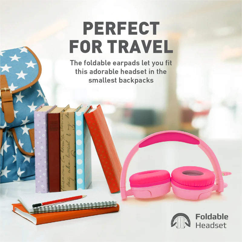 Promate Hd Stereo Kidsafe Wired Headset, Bubblegum