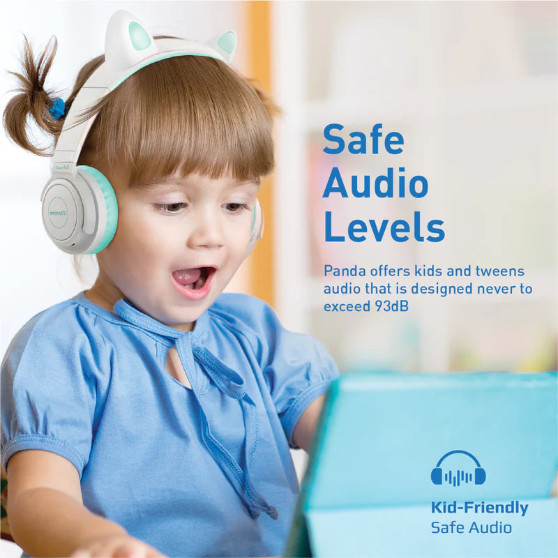 Promate Kidsafe Kawaii Style Wireless Kids Headset, Aqua Panda