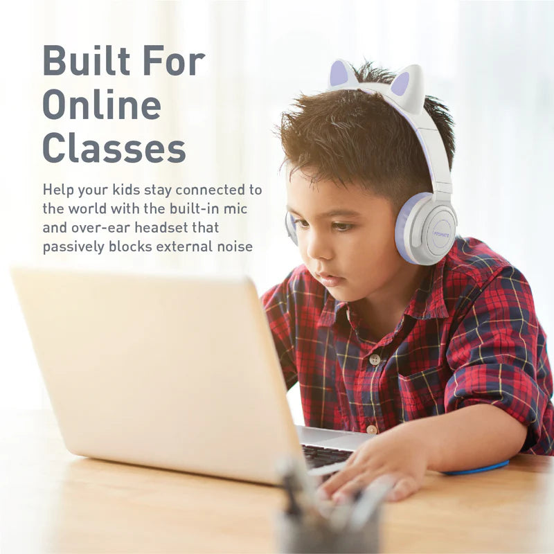Promate Kidsafe Kawaii Style Wireless Kids Headset, Lilac