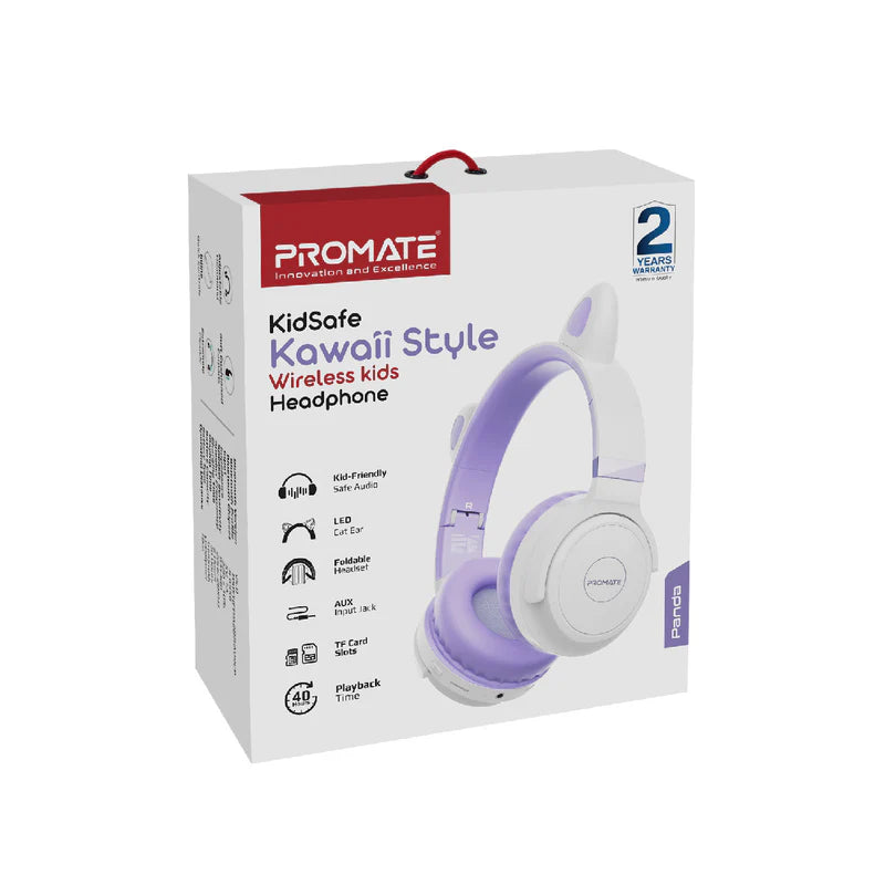 Promate Kidsafe Kawaii Style Wireless Kids Headset, Lilac