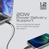 Promate 20W Power Delivery Usb-C To Lightning Cable, 120Cm, Black