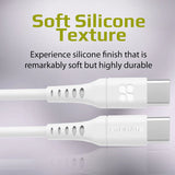 Promate 60W Power Delivery Ultra-Fast Usb-C Soft Silicon Cable, 200Cm, White