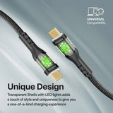 Promate 60W Power Delivery Ultra-Fast Usb-C Cable (Transparent Shells), 120Cm, Black