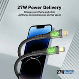 Promate 27W Power Delivery Usb-C To Lightning Cable (Transparent Shells), 120Cm, Black