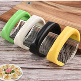 Garlic Press 430 Stainless Steel With Silicone Peeler & Scraper, Size: 10.7*5.2*7.5Cm - Black/Green/Yellow/White