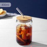 Glass Cups With Lids and Straws 400ML