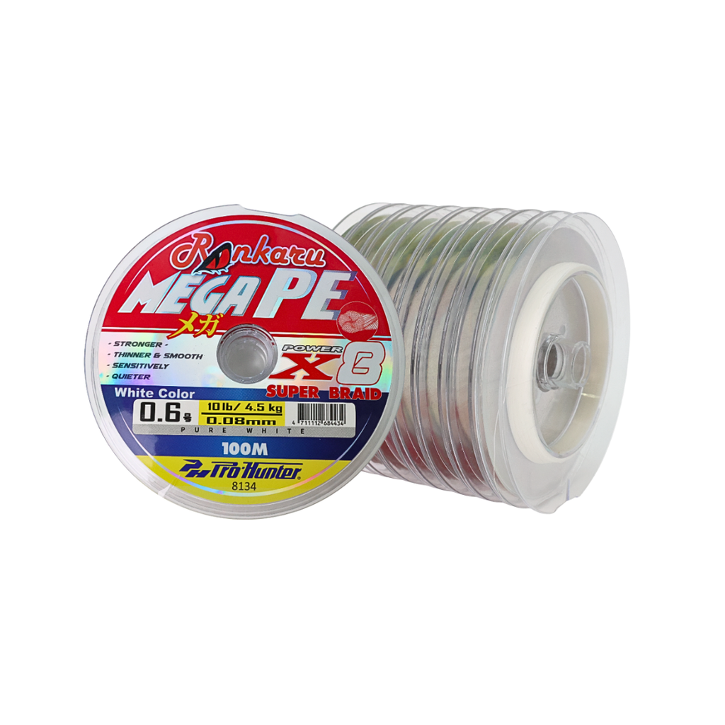 Ph Rankaru Mega Pure White Pe Line 12 X 100M (Pe 0.6 | 0.08mm | 10Lbs) (Strength: Pe 0.6 | 0.08mm | 10Lbs)