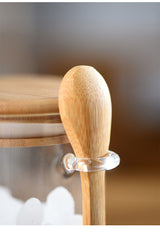 Glass Sealed Jars With Bamboo Lids and Spoon Airtight - 500ML