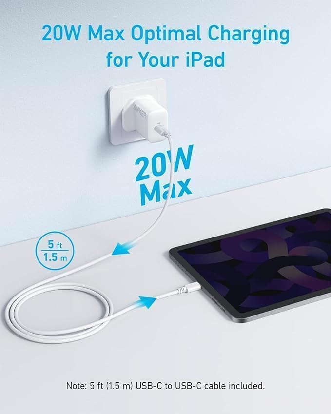 Anker Select Charger (20W, 2-Port [1 Usb-C; 1 Usb-A] / 20W, 1-Port [1 Usb-C]) With Usb-C Cable