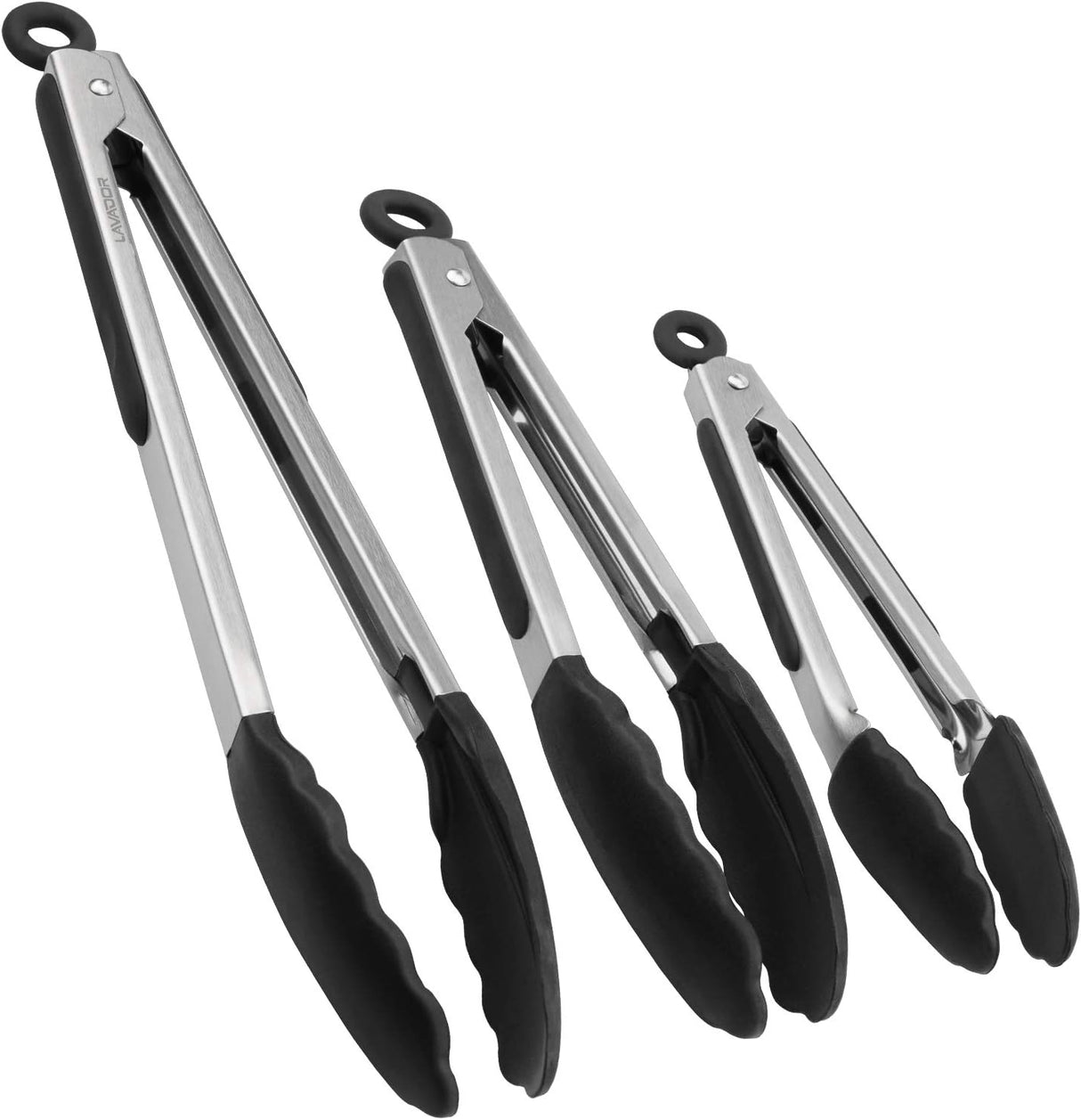 Kitchen Tongs Set of 3 Stainless Steel (Sizes: 7, 9, 12 Inches)
