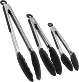 Kitchen Tongs Set of 3 Stainless Steel (Sizes: 7, 9, 12 Inches)