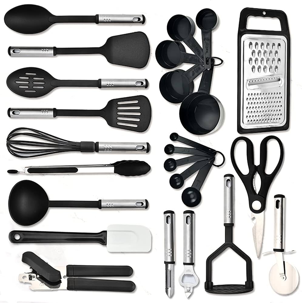 Kitchen Utensils Set 24 Pieces Kitchenware Supplies Set Silicone Stainless Steel