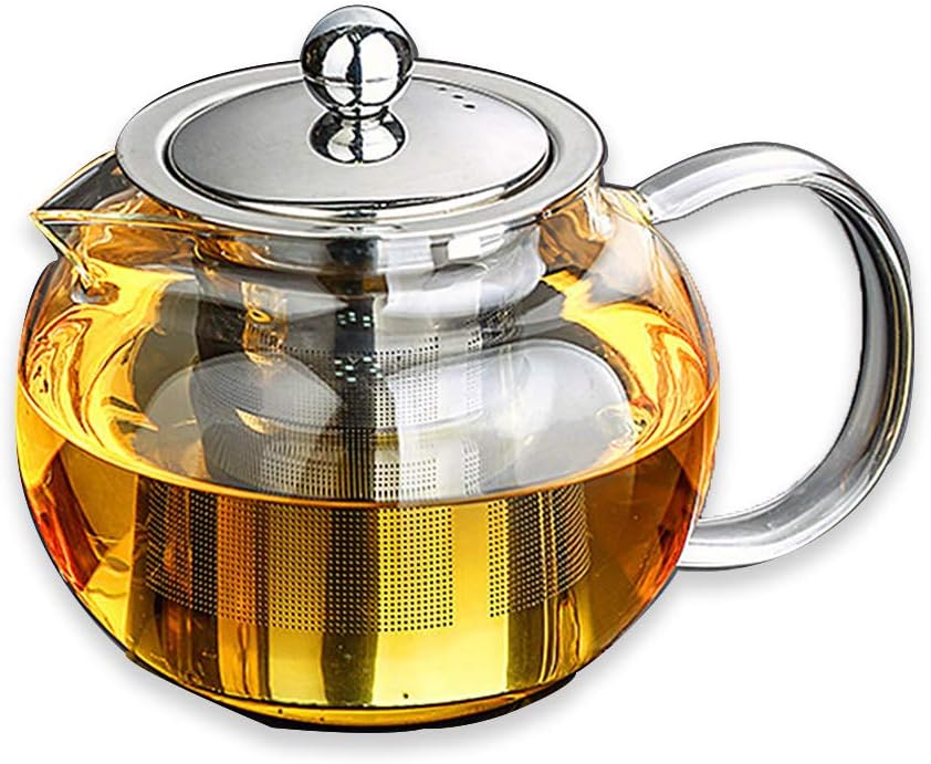 950ml Heat-Resistant Glass Teapot With Ss Infuser and Lid, Stove Top Safe