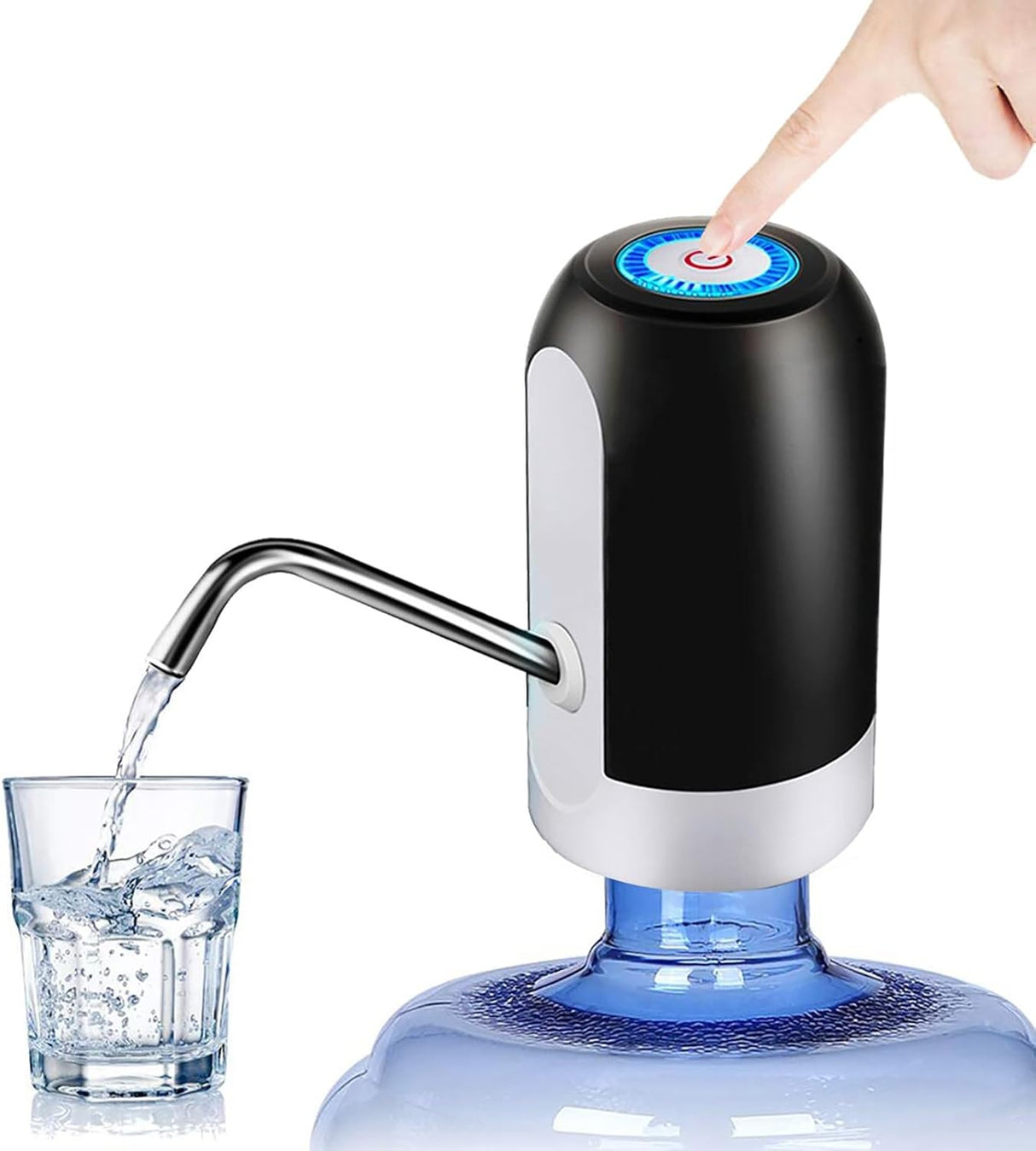 Electric Water Dispenser Pump (Wireless) USB Charging Automatic, PP Plastic - Black/White