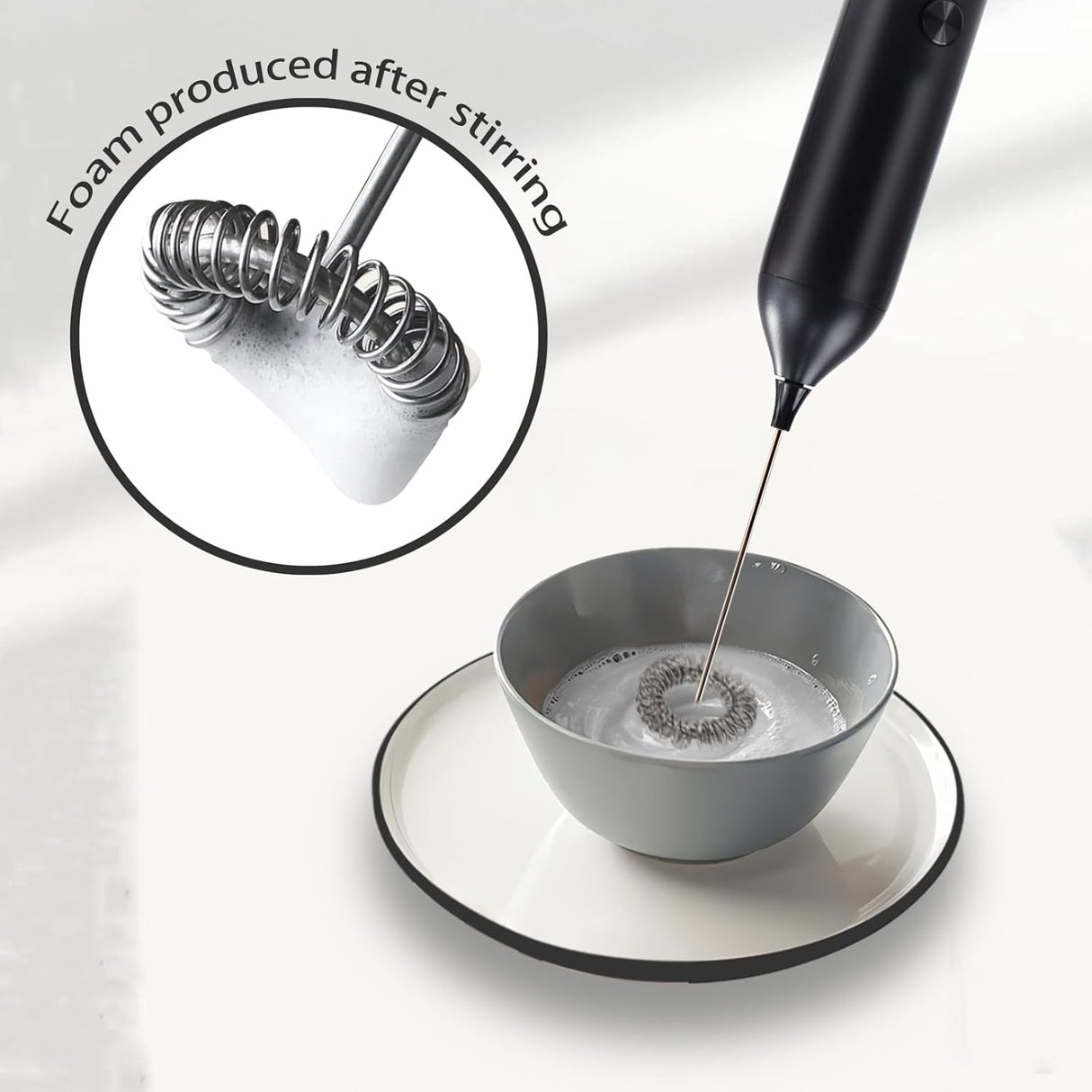 Electric Milk Frother Food-Grade Material Kitchen Whisk, Size: 22Cm With Stand