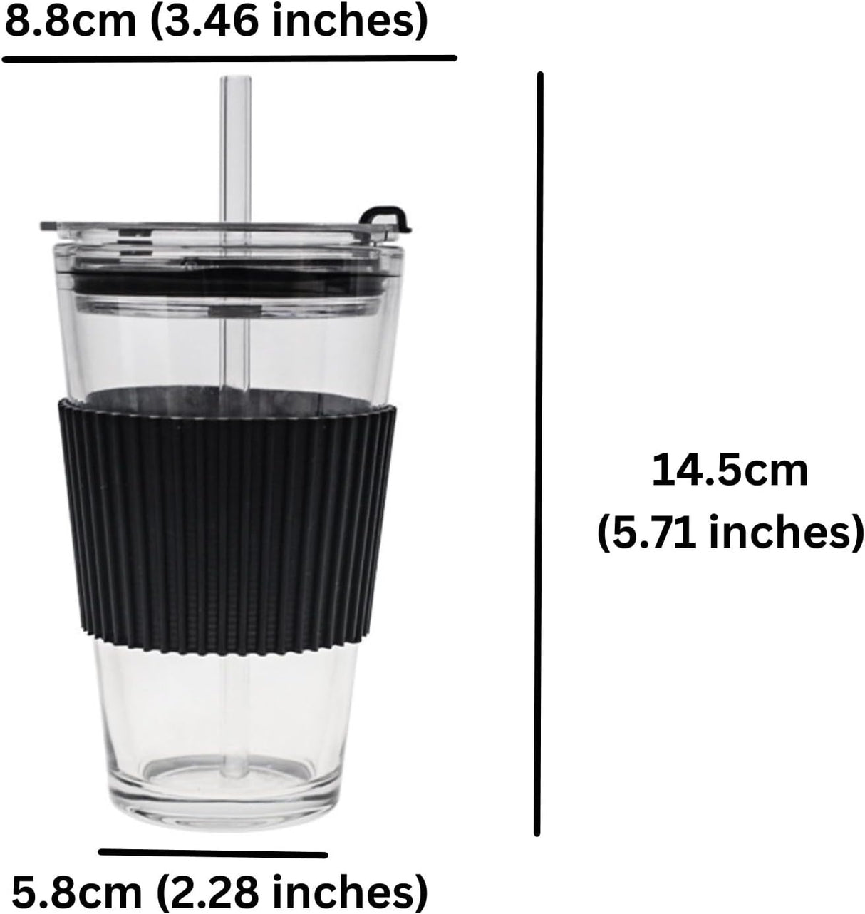 Glass Cup With Lid, Straw, Water Cup