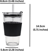 Glass Cup With Lid, Straw, Water Cup