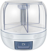 8Kg 360° Rotating 6 Grid Dry Food Dispenser With Sealing Lid (Size: 27*27*24Cm) - White