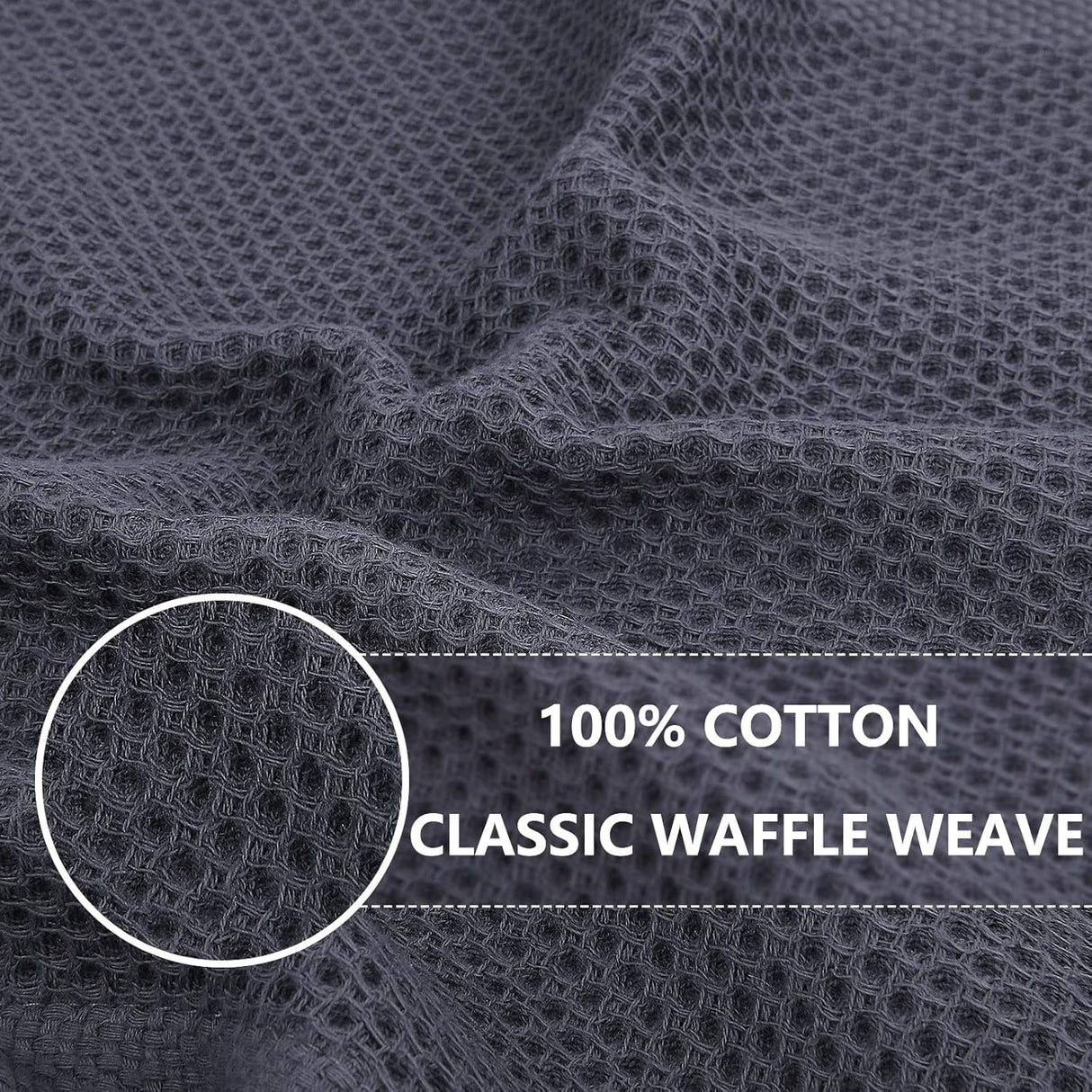 100% Cotton Waffle Weave Kitchen Dish Cloths, 12X12 Inches, 6-Pack