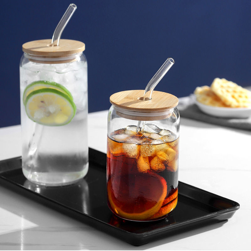 Glass Cups With Lids and Straws 400ML
