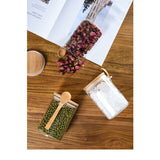 Glass Sealed Jars With Bamboo Lids and Spoon Airtight - 600ML
