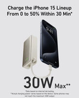 Anker 10000Mah Nano Power Bank (30W, Biult-In Usb-C Cable), White