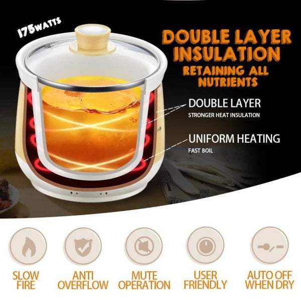 Bear Electric Slow Cooker With Ceramic Pot 2.0L