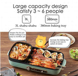 Bear Steamboat With Bbq Grill, 2 In 1 Multi Cooker With Non-Stick Inner Pot