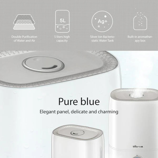 Bear 2 In 1 Humidifier & Water Air Purifier 5L Large Capacity Desktop Dual Purification Aroma Diffuser