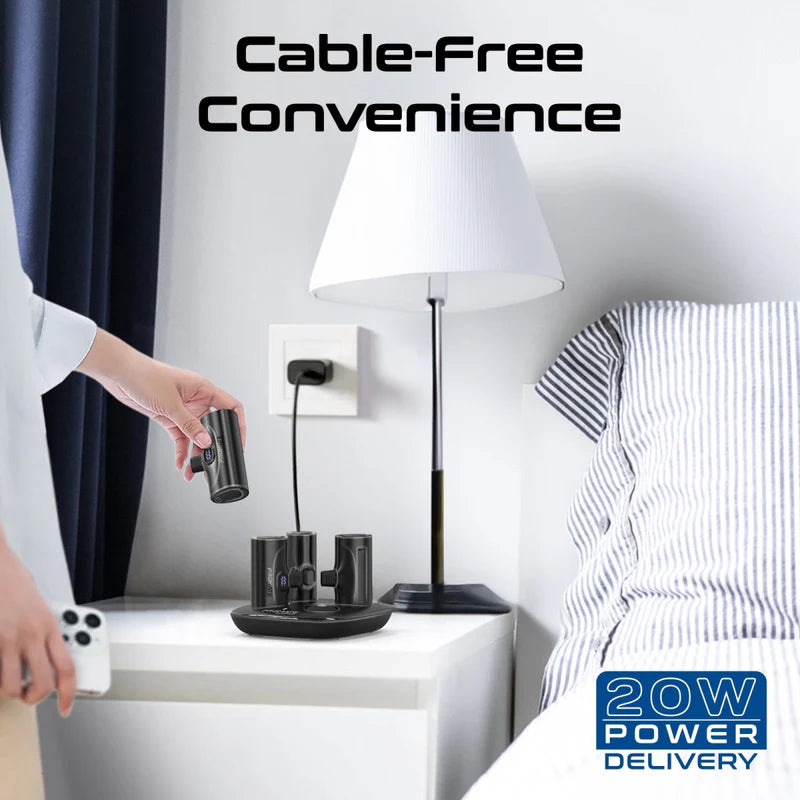 Promate 4-Piece 5000Mah Ultra-Compact Fast Charging Power Bank Kit (20W, Built-In Usb-C and Lightning Connectors)