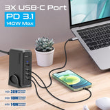 Promate 140W Super-Speed Ganfast Charging Station With Power Delivery 3.1 & Quick Charge 3.0