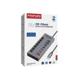 Promate 7-In-1 High Speed Multi-Ports 10Gbps Data & Charging Hub
