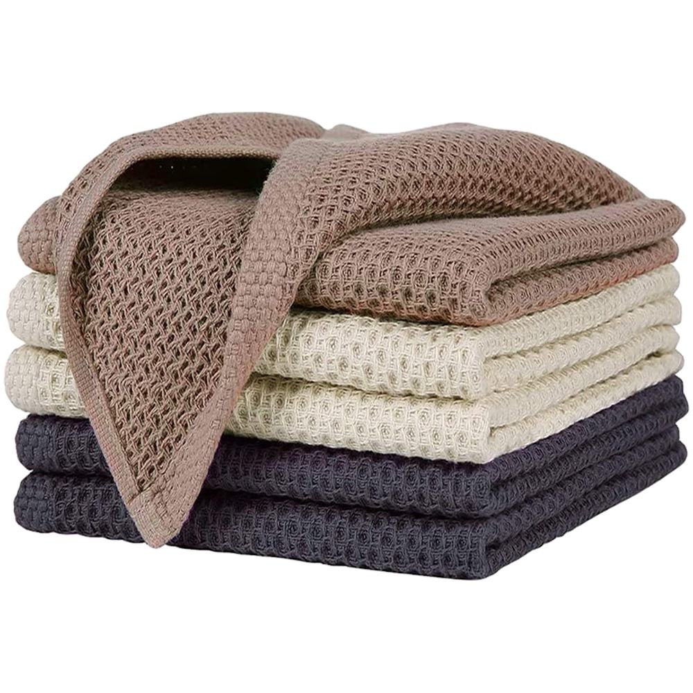 100% Cotton Waffle Weave Kitchen Dish Cloths, 12X12 Inches, 6-Pack