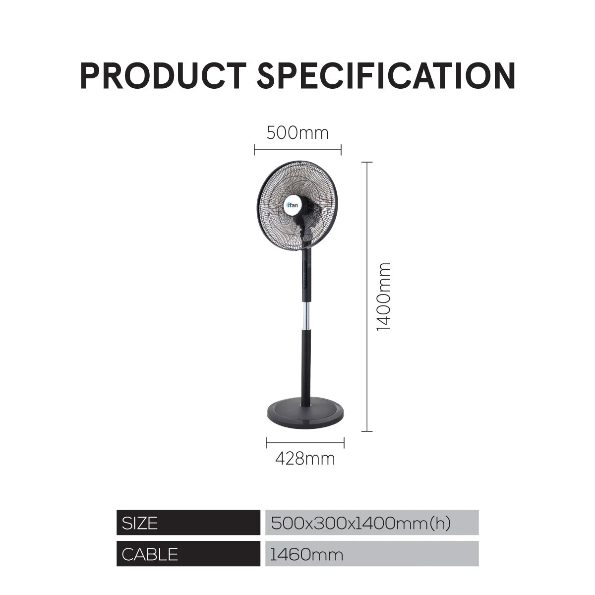 Ifan Powerful 18" Dc Motor Standfan With Oscillation & Remote Control,Quiet Operation, 40W